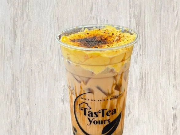 Brown Sugar Crème Brûlée bubble tea at TasTea Yours in Edmonton, AB