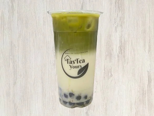 Layered Matcha Tea at TasTea Yours in Edmonton, AB